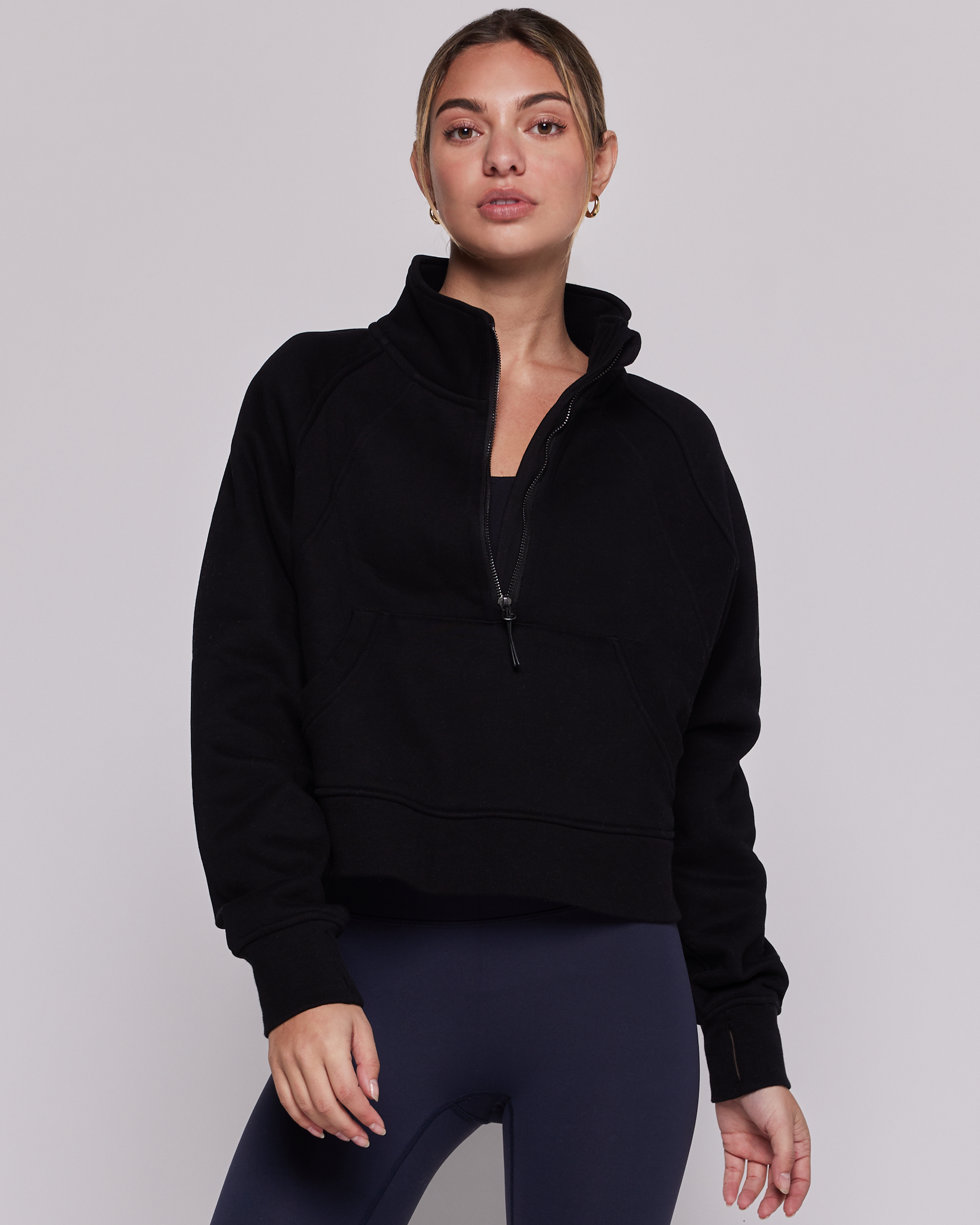 Effortless Fleece Crop Half Zip Jacket