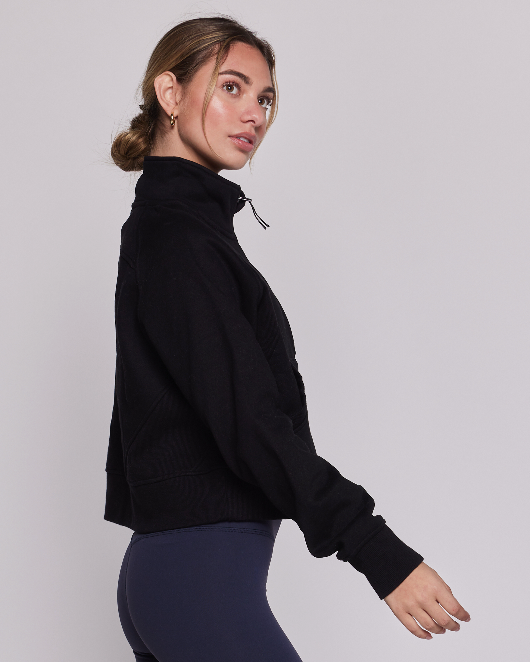 Effortless Fleece Crop Half Zip Jacket