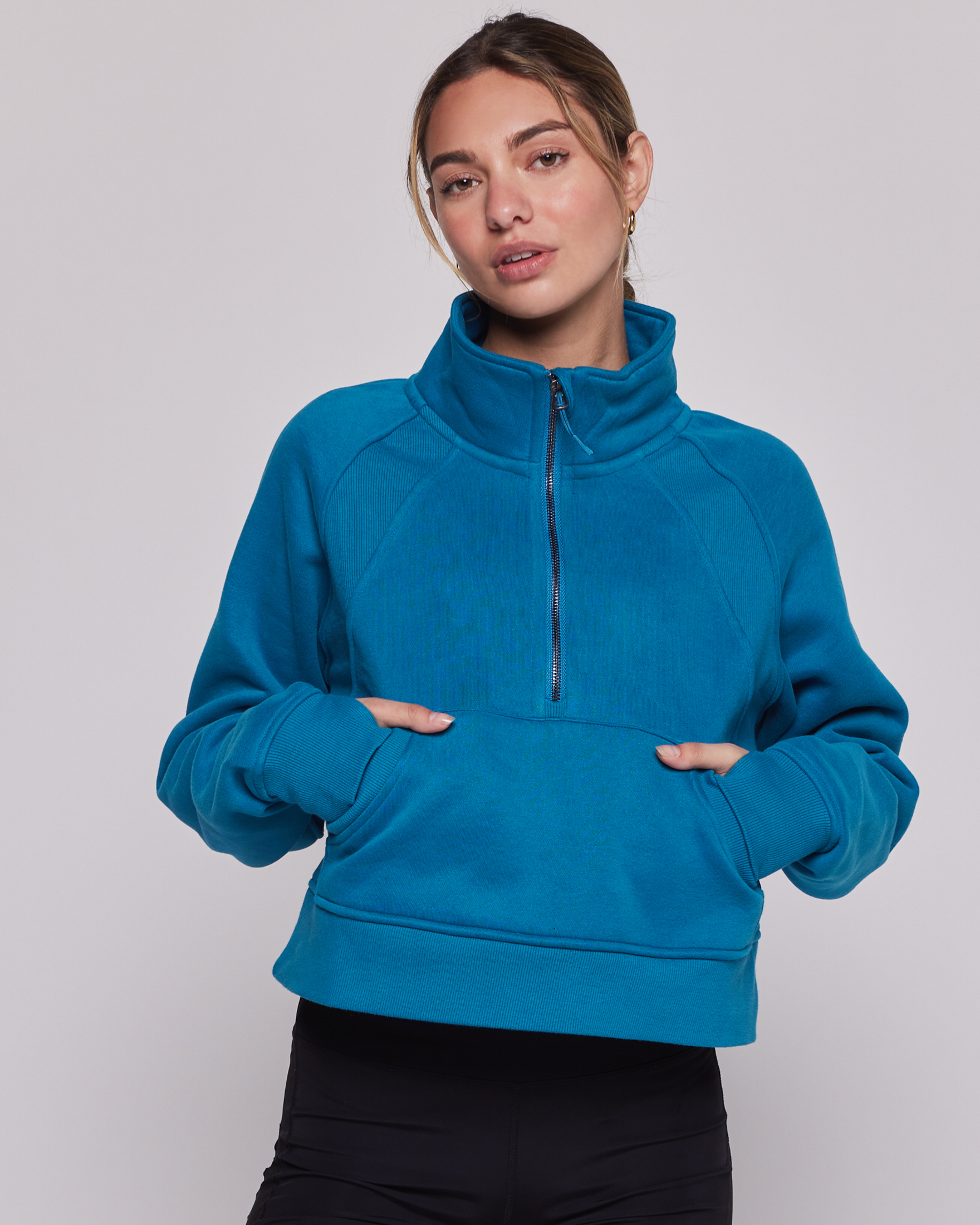 Effortless Fleece Crop Half Zip Jacket